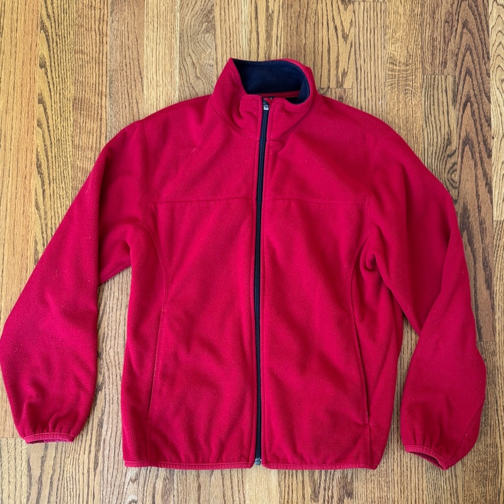 Lands’ End | Women’s Lined Fleece Jacket | Red and Blue Full-Zip w Pockets | S/P